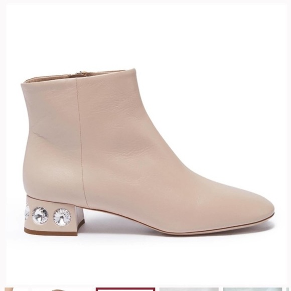 Miu Miu Shoes - Miu Miu Crystal Leather Ankle Heel Bootie